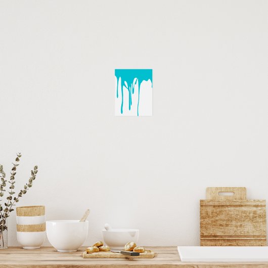 Poster Blauw uiteinde verf (Keuken)