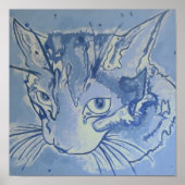 Poster blauwe kat (Voorkant)