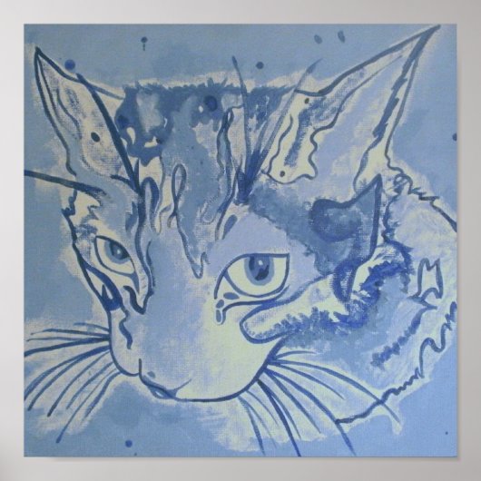 Poster blauwe kat (Voorkant)