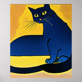 Poster blauwe kat