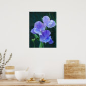 Poster Blauwe peuzenbloemen (Keuken)