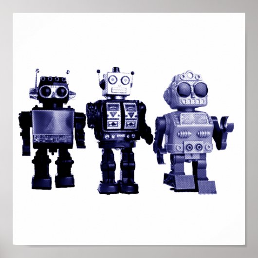 poster blauwe robots (Voorkant)