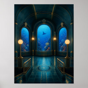 Poster 'Blauwe Uur Zee Aquarium Galerij' 30x40 cm