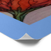 poster blauwe vogel en papaver (Hoek)