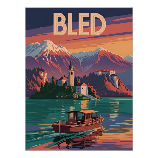 Poster Bled Slovénie vintage (Devant)
