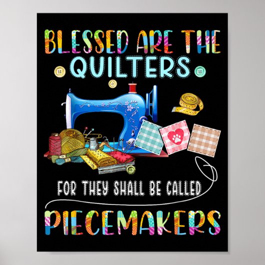 Poster Blessed Are The Quilters Funny Sewing Quote Gift (Devant)