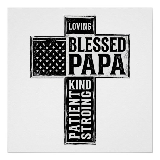 Poster Blessed Papa Cross Christian Vintage Typography De (Devant)