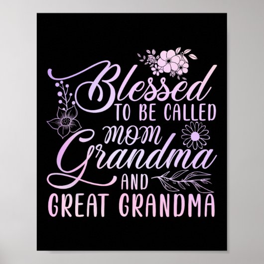 Poster Blessed To Be Called Mama Grandma Et Great Grandma (Devant)
