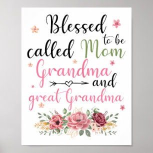 Poster Blessed To Be Called Mama Grandma Et Great Grandma