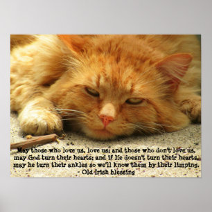 Poster Blessing irlandais drôle avec Kitty souriant
