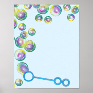Poster Blessure Rainbow Soap Bulles Bulle de bulle Bleu