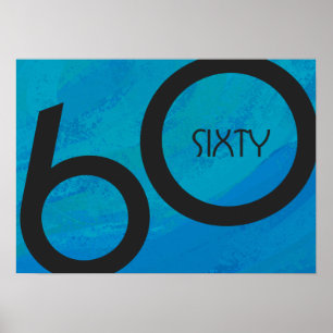 Poster Bleu 60 Décennie Anniversaire