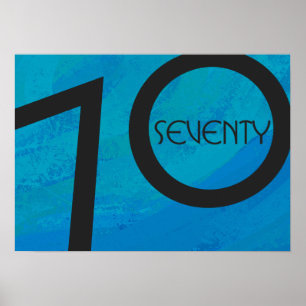 Poster Bleu 70 Décennie Anniversaire