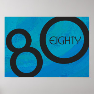 Poster Bleu 80 Décennie Anniversaire