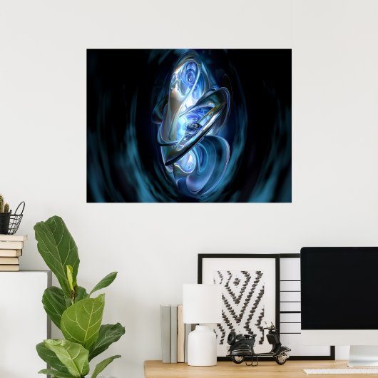 Poster bleu Abstrait (Bureau à domicile)