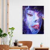 Poster Bleu Abstrait avec Gold Graphic Woman Art Imprimer