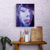 Poster Bleu Abstrait avec Gold Graphic Woman Art Imprimer