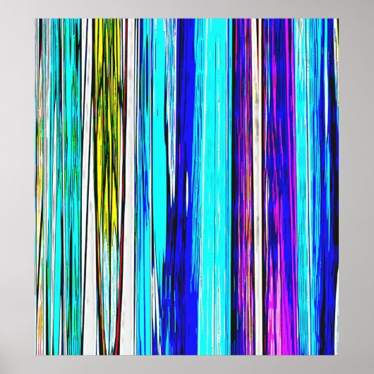 Poster Bleu Abstrait bandes 606 (Devant)