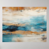 Poster Bleu Abstrait Brown Peinture moderne (Devant)