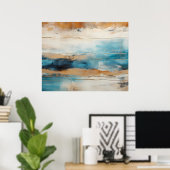 Poster Bleu Abstrait Brown Peinture moderne (Bureau à domicile)