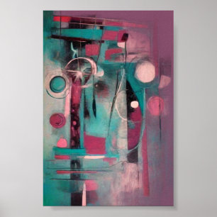 Poster Bleu Abstrait et Art moderne Turquoise