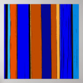 Poster Bleu Abstrait Et Orange 930 - Bandes Verticales (Devant)
