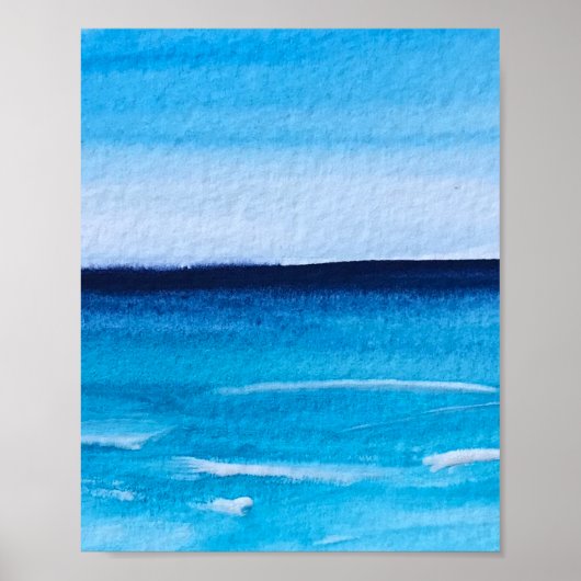 Poster Bleu abstrait Fun Aquarelle Art Waves Post unique (Devant)