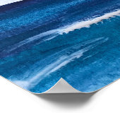 Poster Bleu abstrait Fun Aquarelle Art Waves Unique (Coin)