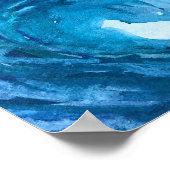 Poster Bleu abstrait Fun Aquarelle Art Waves Unique (Coin)