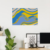 Poster Bleu Abstrait Jaune Basse Marée (Bureau à domicile)