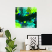 Poster Bleu Abstrait Vert contemporain Art moderne Imprim (Bureau à domicile)