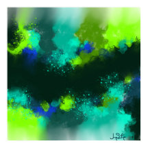Bleu Abstrait Vert contemporain Art moderne Imprim