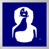 Poster bleu abstraite femme noire levant les cheveux natu (Devant)