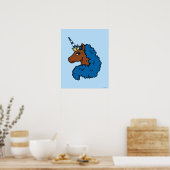 Poster Bleu Afro Unicorn (Cuisine)