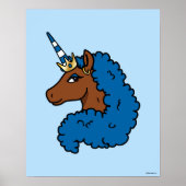 Poster Bleu Afro Unicorn (Devant)
