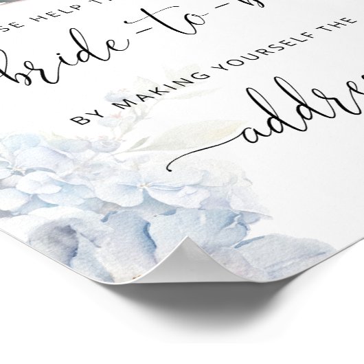 Poster Bleu aide la mariée occupée à adresser une envelop (Coin)