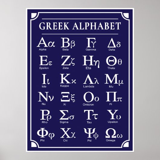 Poster bleu alphabet grec (Devant)