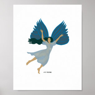 Poster Bleu ange volant peinture par TR Forsman
