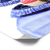 POSTER BLEU ANTIQUE CHARIOT DE CYGNES ET CUPCAKES (Coin)