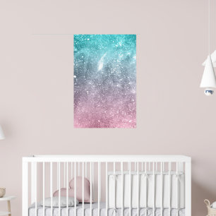 Poster Bleu aqua Rose ombré galaxie abstraite de la mer