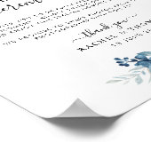 Poster Bleu aquarelle florale Signal de cérémonie débranc (Coin)