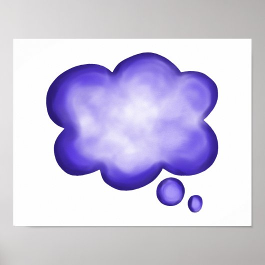 Poster Bleu Aquarelle Pensée Bleu (Devant)