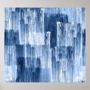 Poster Bleu Aquarelles : Motif géométrique