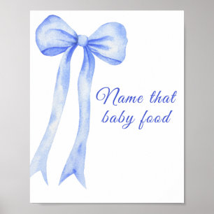 Poster Bleu arc baby shower Nom que bébé aliment jeu
