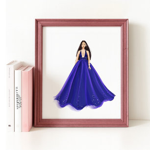 Poster Bleu, artisanat, illustration de mode