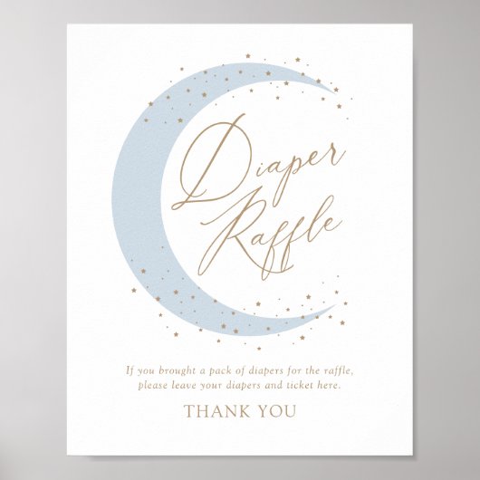 Poster Bleu au-dessus de la lune Baby shower Déchirer Sig (Devant)