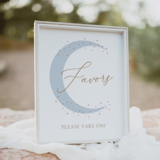 Poster Bleu au-dessus de la lune Baby shower Favors Signe