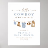 Poster Bleu Baby Clothesline Petit Baby shower Cowboy (Devant)