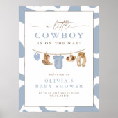Poster Bleu Baby Clothesline Petit Baby shower Cowboy (Devant)