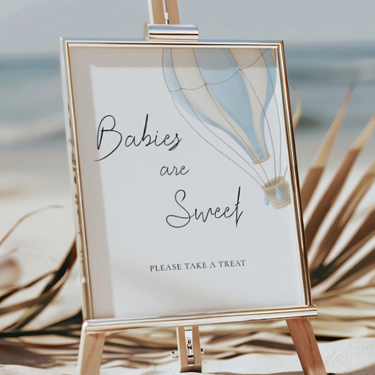 Poster Bleu Baby shower à air chaud Les bébés sont doux